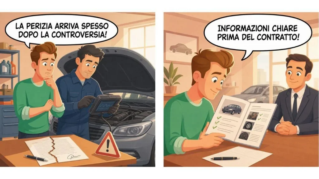 Venditore e consumatore: informazioni chiare prima del contratto evitano la perizia dopo la controversia sull'auto usata