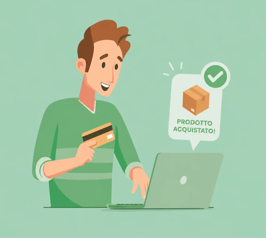 Acquisto di un prodotto online con conferma — illustrazione Garanteasy