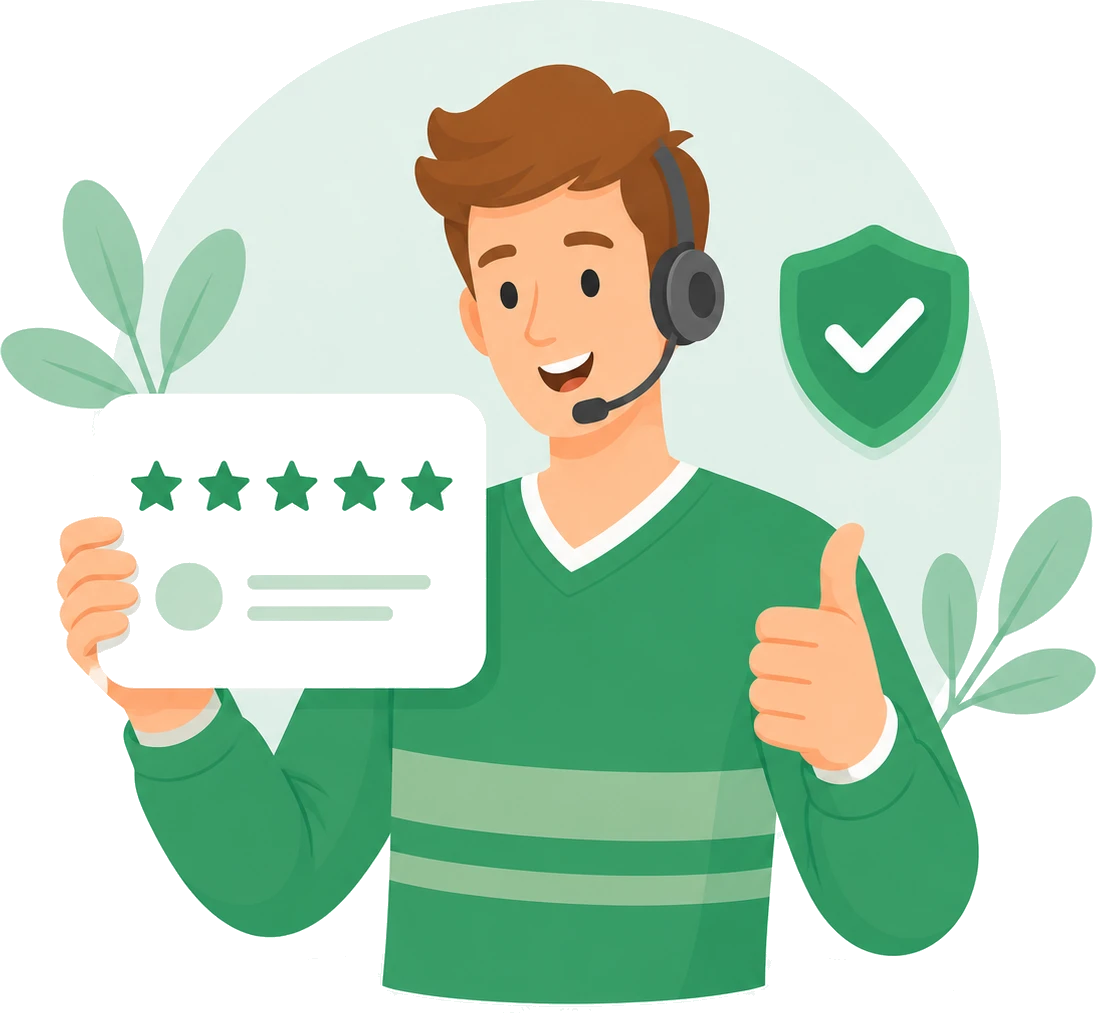Un consulente Garanteasy mostra una recensione a stelle sull'assistenza in garanzia