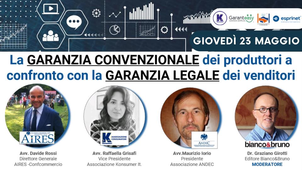23 Maggio: Garanzia Convenzionale dei produttori, seminario e tavola rotonda