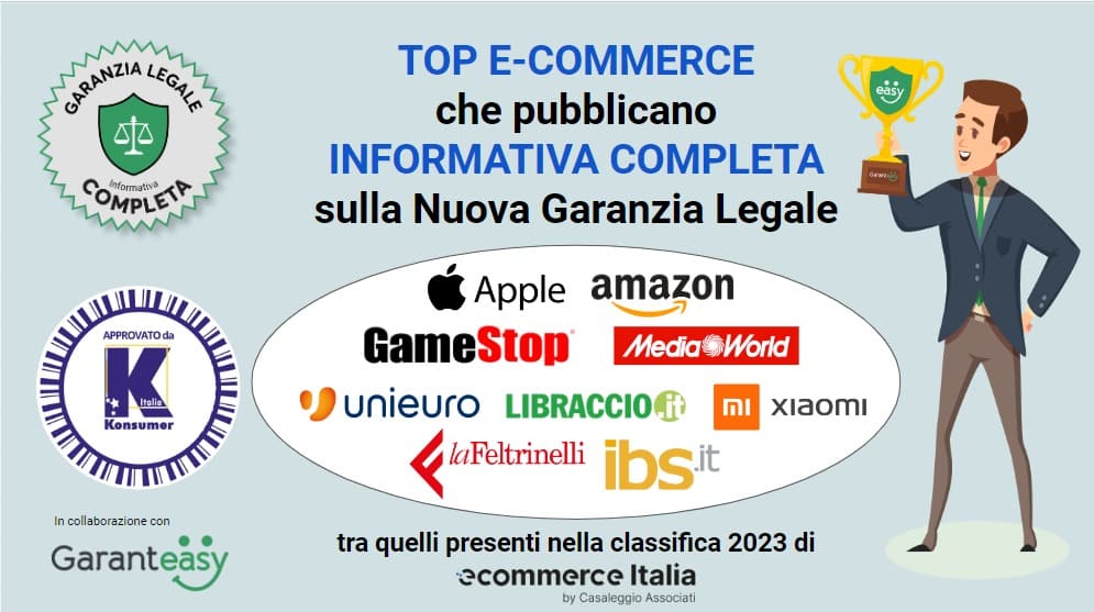 Complimenti ai TOP E-commerce che hanno ottenuto il Sigillo di Completezza delle proprie informative sulla Garanzia Legale